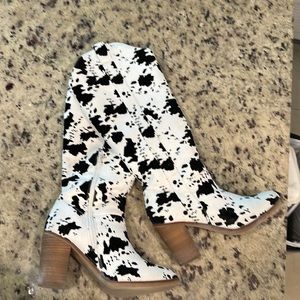 Cow print boots size 7